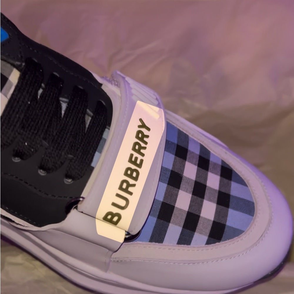Burberry men Checkered Sneakers - Black and Blue